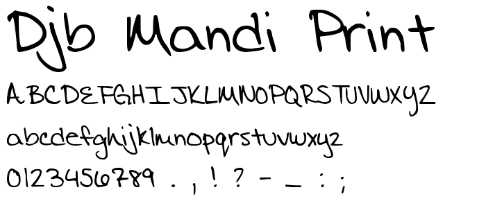 DJB MANDI print font